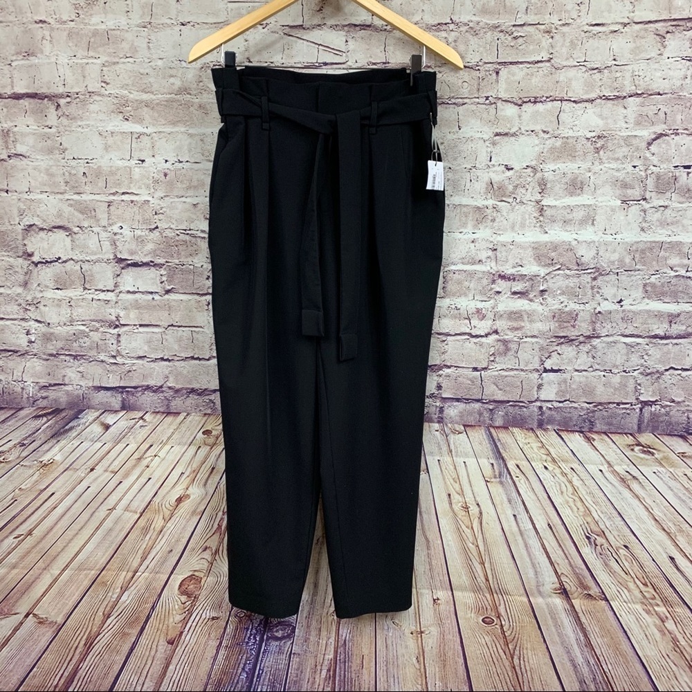 Belle Sky Black Paper Bag Waist Pants